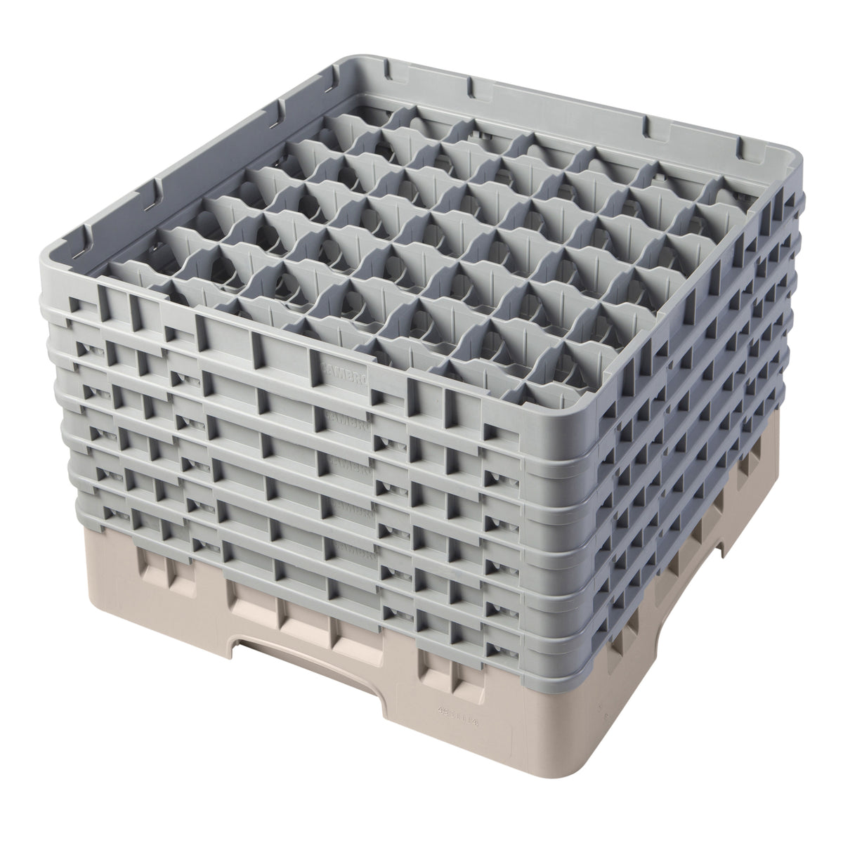 Cambro 49S1114184 Camrack Glass Rack, Full Size, 19-3/4 x 19-3/4, 49 Compartments, Beige, HACCP — Case of 2 pieces