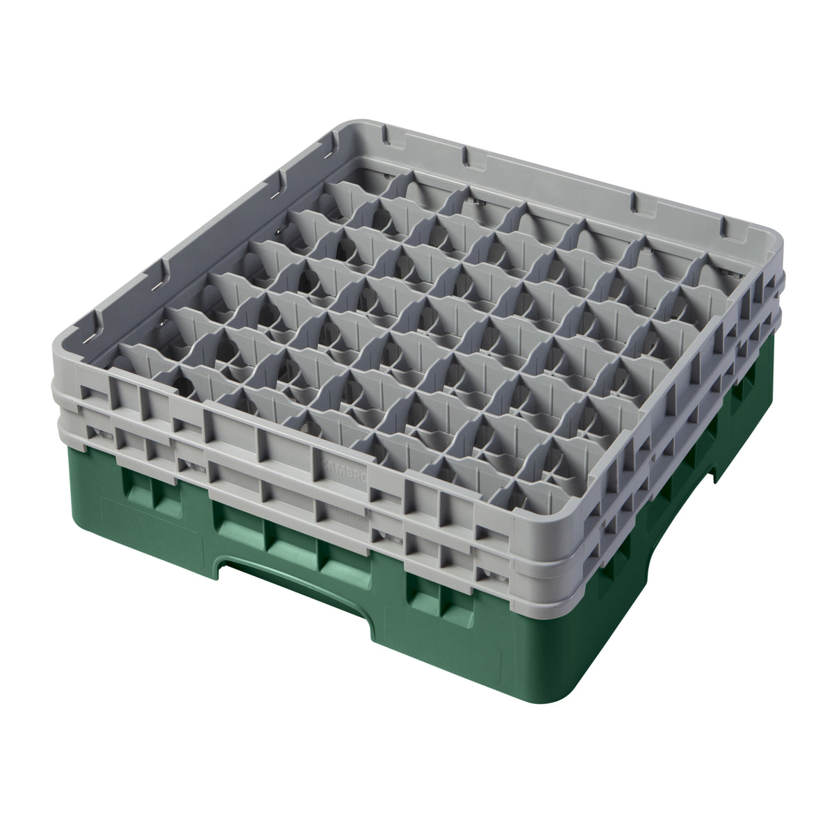 Cambro 49S434119 Camrack Glass Rack, Sherwood Green, 19-3/4" x 19-3/4", 49 Compartments, 2-7/16" Max Dia, 5-1/4" Max Height — Case of 4 pieces