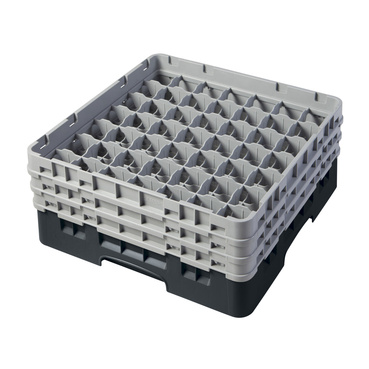 Cambro 49S638110 Camrack Glass Rack, Full Size, 19-3/4 x 19-3/4 x 8-7/8, 49 Compartments, Black, HACCP Compliant, NSF Certified — Case of 3 pieces