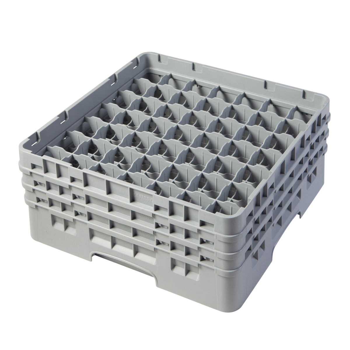 Cambro 49S638151 Camrack Glass Rack, Full Size, Soft Gray, 19-3/4 x 19-3/4 x 8-7/8, 49 Compartments, 2-7/16 Max Dia, HACCP Compliant, NSF Certified — Case of 3 pieces