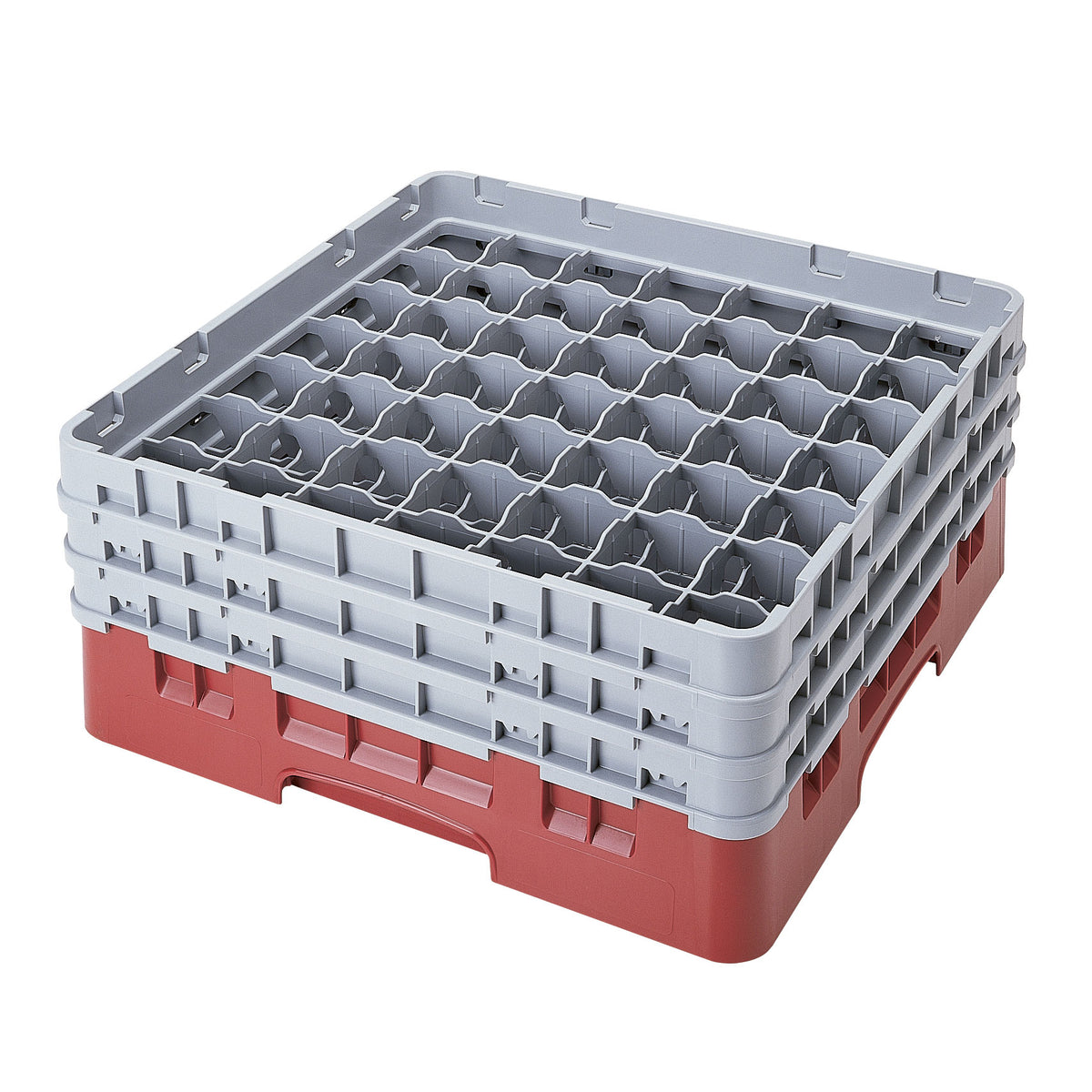 Cambro 49S638416 Camrack Glass Rack, Full Size, 19-3/4 x 19-3/4, 49 Compartments, Cranberry Red, 2-7/16 Max Dia, 6-7/8 Max Height, HACCP Compliant — Case of 3 pieces