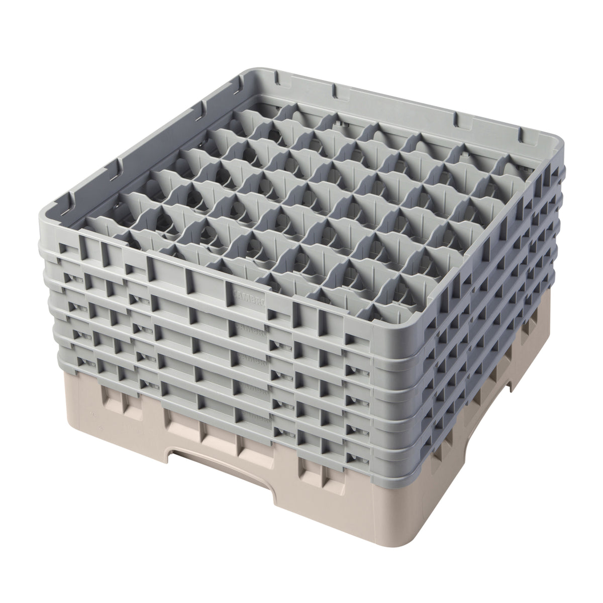Cambro 49S958184 Camrack Glass Rack, Full Size, Beige, 19-3/4 x 19-3/4, 49 Compartments, 2-7/16 Max Dia, HACCP Compliant — Case of 2 pieces