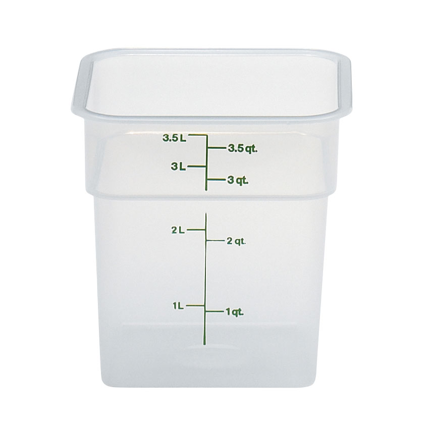 Cambro 4SFSPP190 CamSquare 4 Qt, 7.25" L x 7.25" W x 7.38" H PP, Dishwasher Safe, NSF, No Lid — Case of 6 pieces