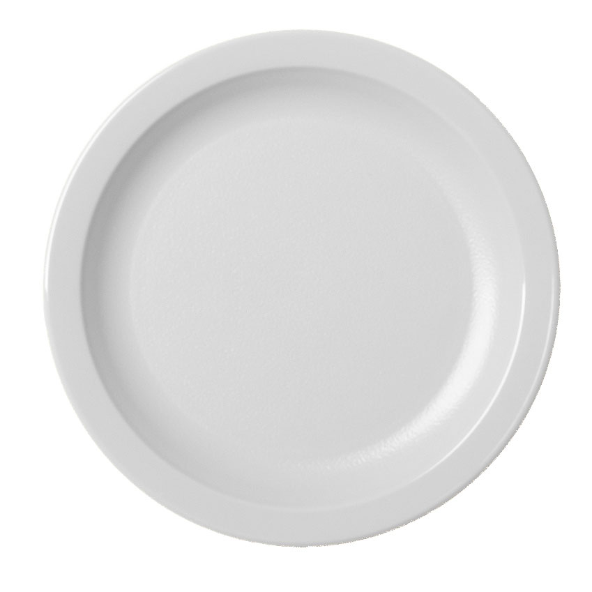 Cambro 55CWNR148 - 5-1/2" White Polycarbonate Plate, Narrow Rim, Finish, Scratch-Resist, NSF — Case of 48 pieces