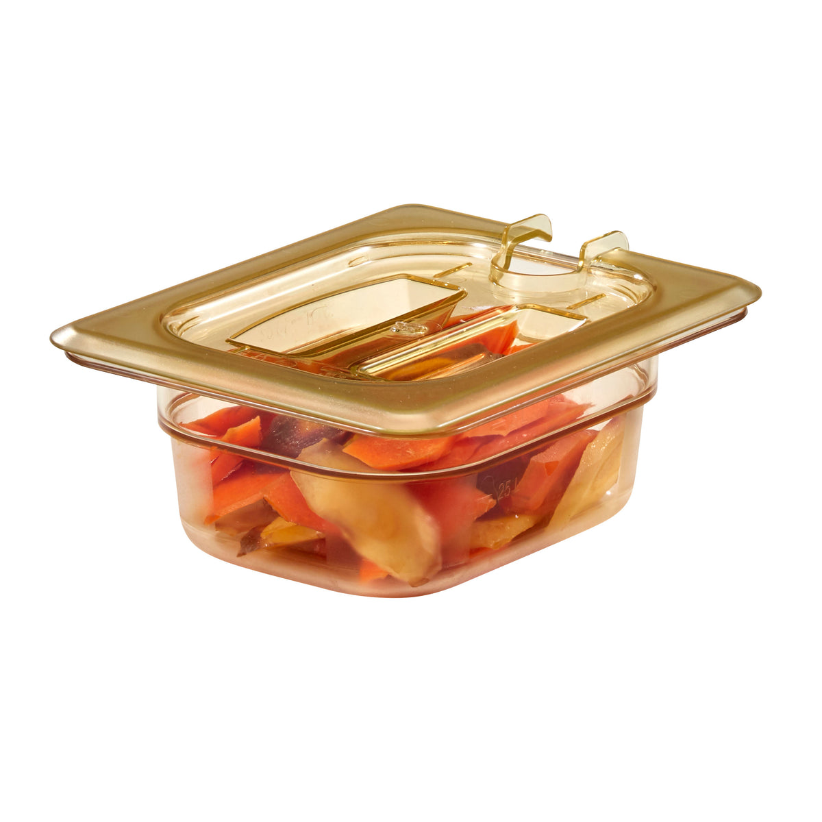 Cambro 80HPCHN150 H-Pan Cover - 1/8 Amber Lid Handle, Spoon-Notched, -40°F to 300°F, NSF — Case of 6 pieces