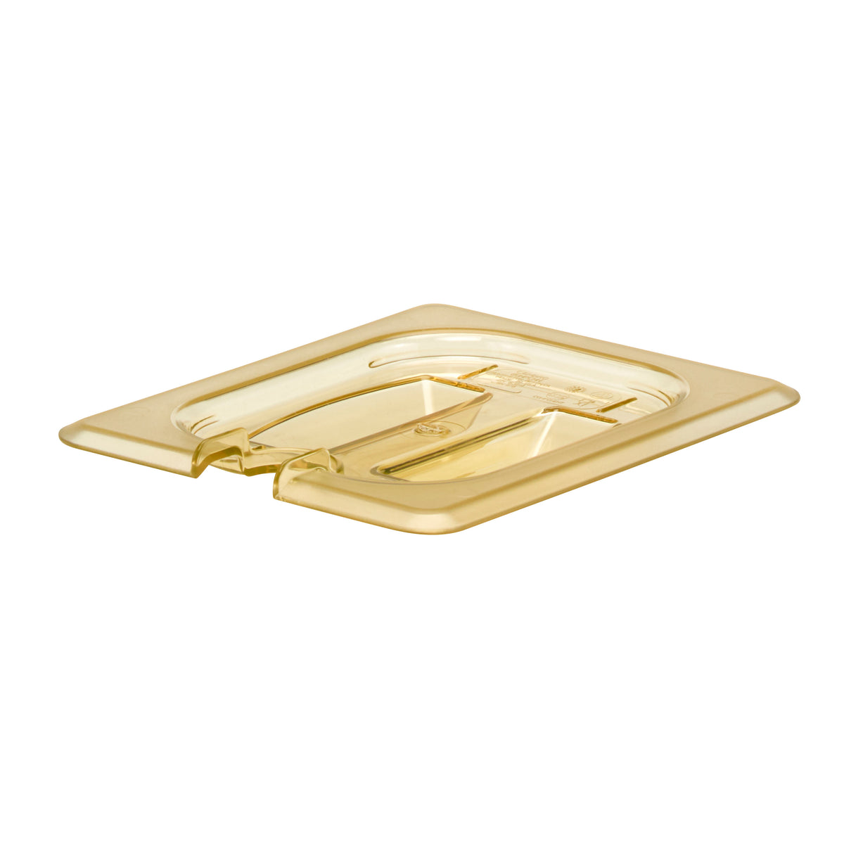 Cambro 80HPCHN150 H-Pan Cover - 1/8 Amber Lid Handle, Spoon-Notched, -40°F to 300°F, NSF — Case of 6 pieces