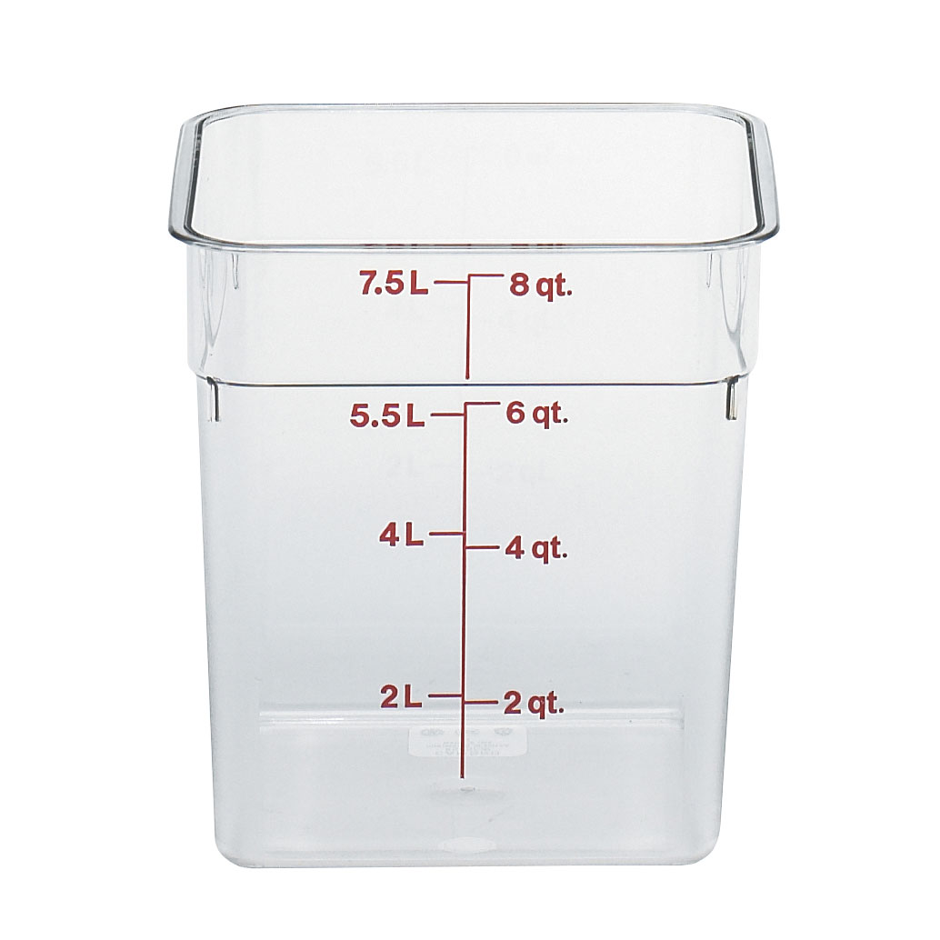Cambro 8SFSCW135 CamSquare 8-Qt Square Container, 8.38x8.38x9.13 in, Clear Polycarbonate, NSF — Case of 6 pieces
