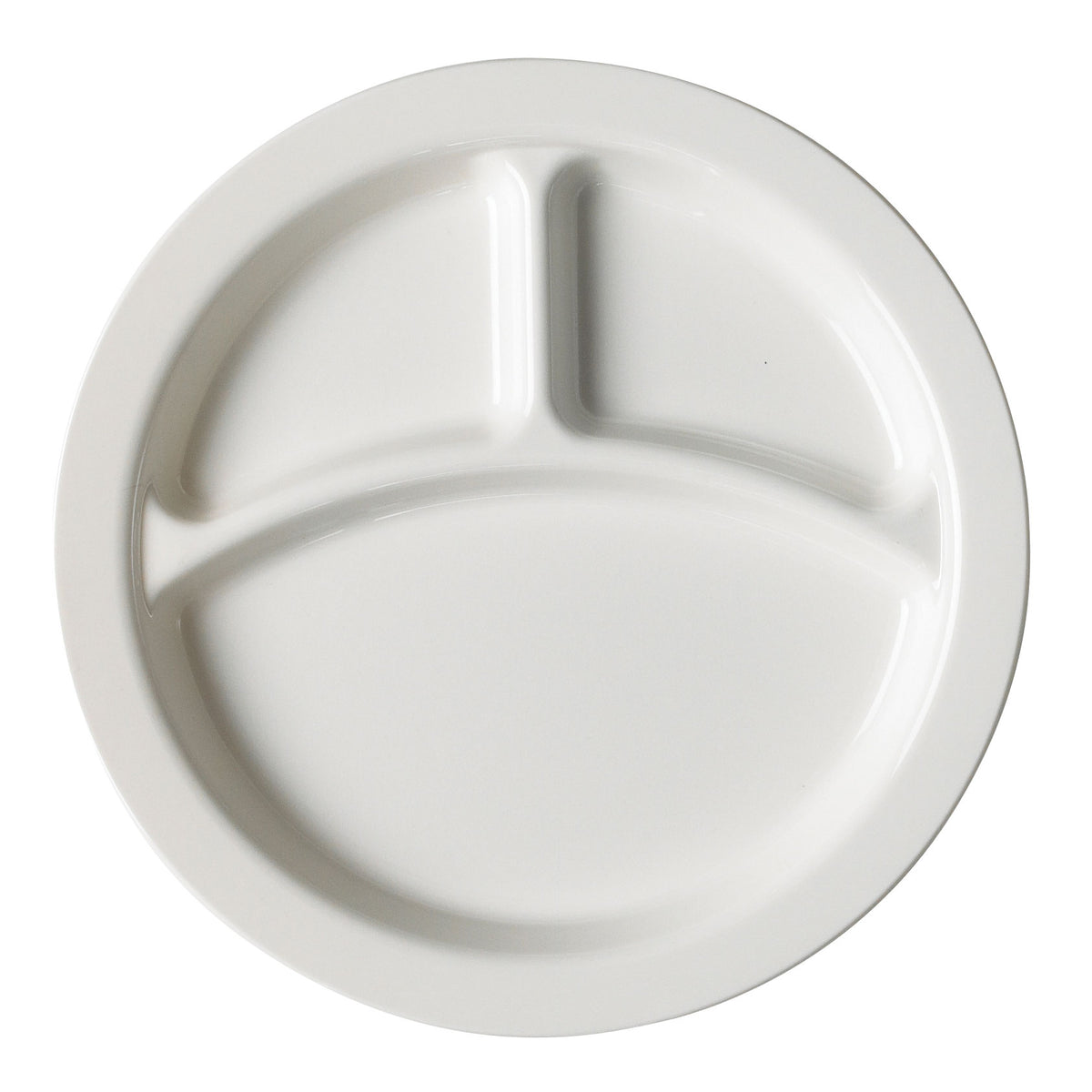 Cambro 93CW148 Plate, 9" Diameter 3-Compartment White Polycarbonate, NSF-Listed, Scratch-Resistant — Case of 48 pieces