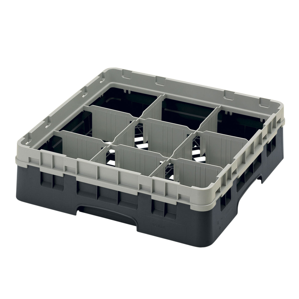 Cambro 9S318110 Camrack Glass Rack, Full Size, 19-3/4 x 19-3/4, 9 Compartments, Black, HACCP Compliant, NSF Certified — Case of 5 pieces