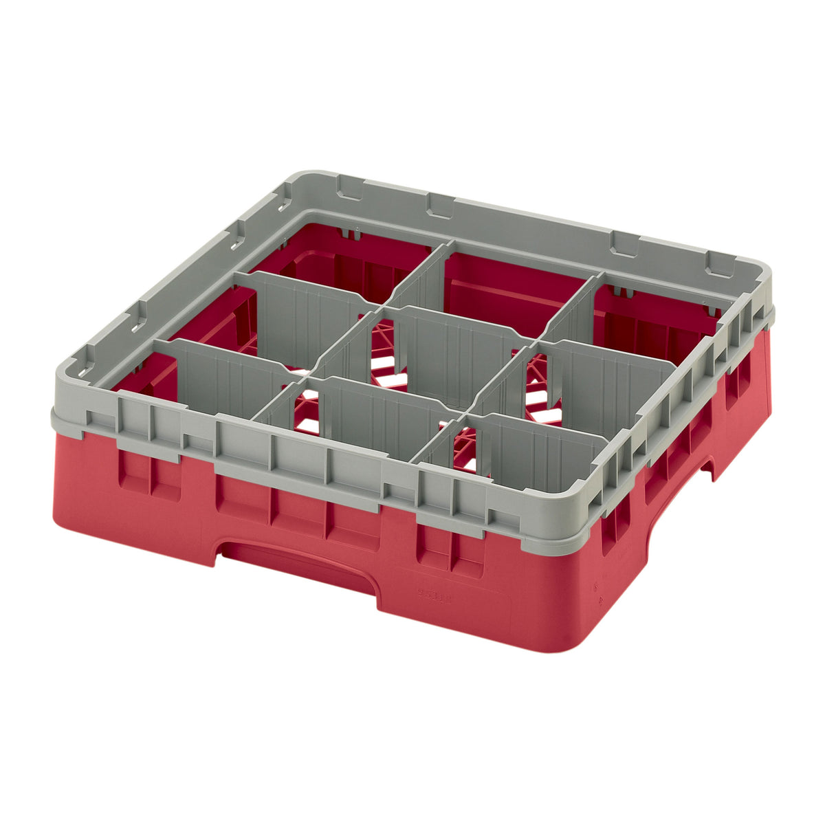 Cambro 9S318163 Camrack Glass Rack, Red, Full Size, 19-3/4 x 19-3/4, 9 Compartments, 5-7/8 Max Dia, 3-5/8 Max Height, HACCP Compliant, NSF — Case of 5 pieces