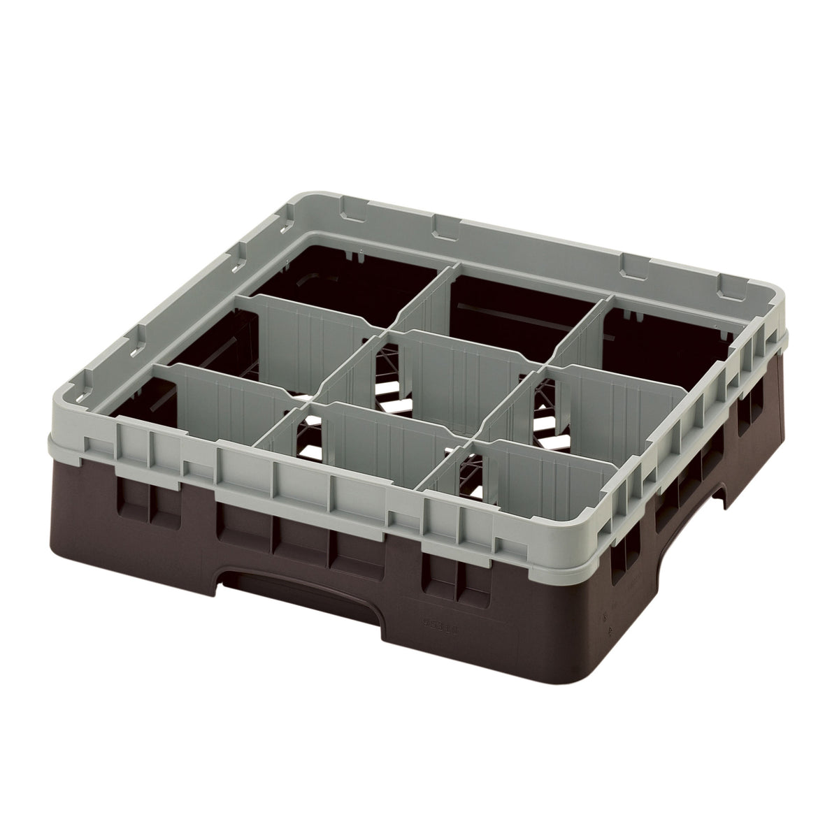 Cambro 9S318167 Camrack Glass Rack, Full Size, 19-3/4 x 19-3/4 x 5-5/8, 9 Compartments, Brown, HACCP Compliant, NSF Certified — Case of 5 pieces