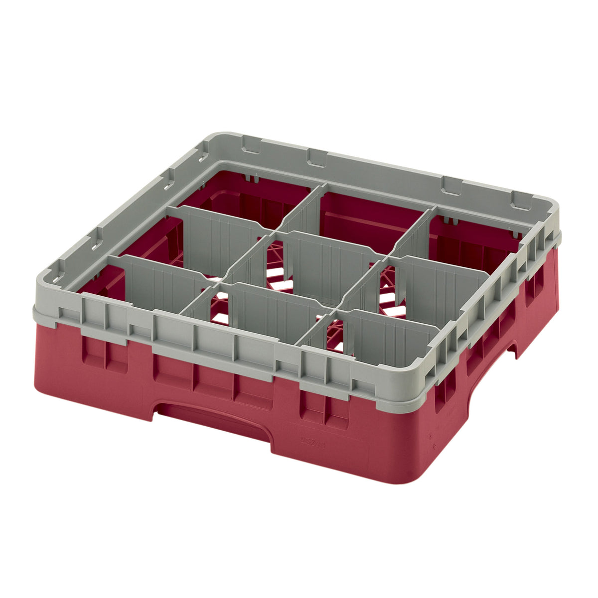 Cambro 9S318416 Camrack Glass Rack, Full Size, 19-3/4 x 19-3/4 x 5-5/8, 9 Compartments, Cranberry Red, HACCP Compliant, NSF Certified — Case of 5 pieces