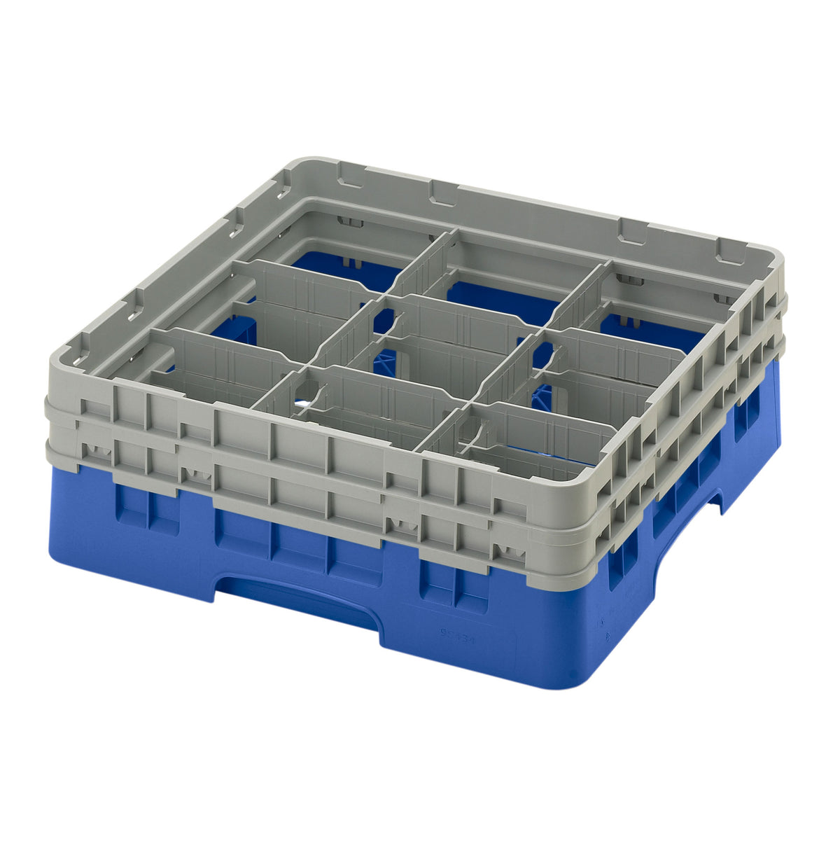 Cambro 9S434168 Camrack Glass Rack, Full Size, Blue, 19-3/4" x 19-3/4" x 7-1/4", 9 Compartments, 5-7/8" Max Dia, HACCP Compliant, NSF — Case of 4 pieces