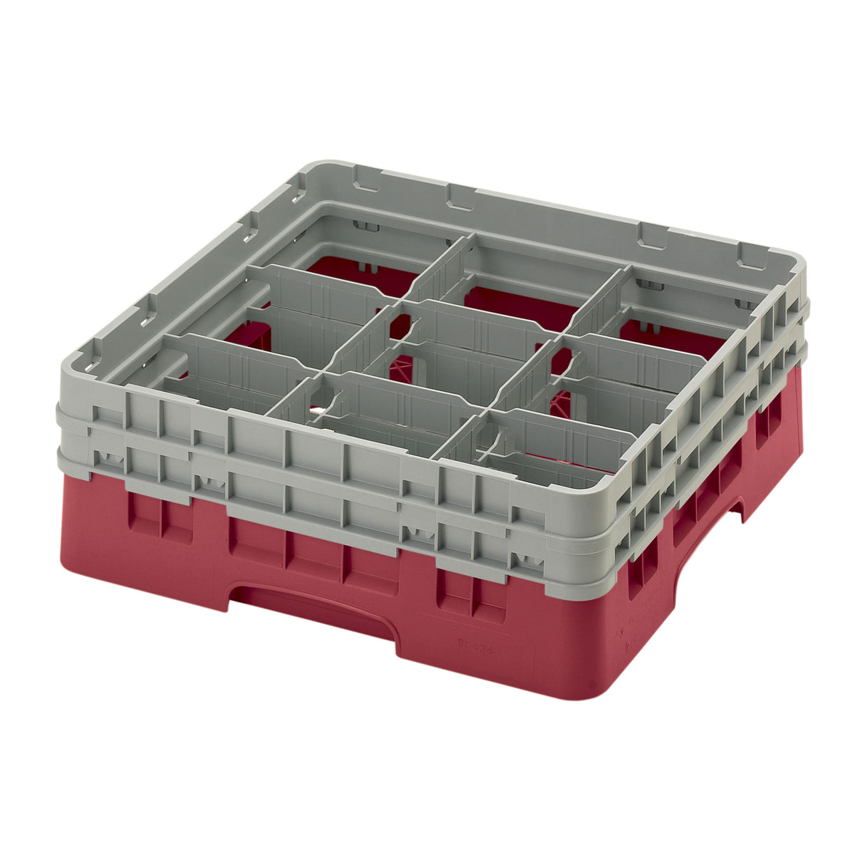 Cambro 9S434416 Camrack Glass Rack, Full Size, Cranberry Red, 19-3/4" x 19-3/4", 9 Compartments, 5-7/8" Max Dia, HACCP Compliant — Case of 4 pieces