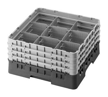 Cambro 9S638167 Camrack Glass Rack, Full Size, Brown, 19-3/4" x 19-3/4" x 8-7/8", 9 Compartments, 5-7/8" Max Diameter, HACCP Compliant, NSF — Case of 3 pieces