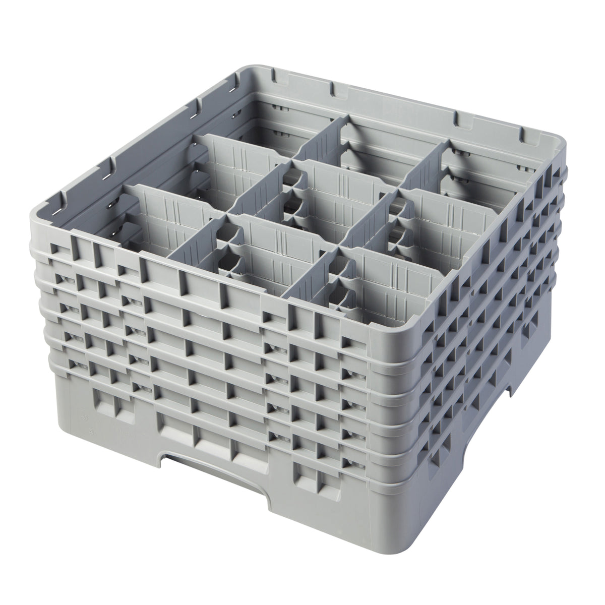 Cambro 9S958151 Camrack Glass Rack, Full Size, Soft Gray, 19-3/4 x 19-3/4 x 12-1/8, 9 Compartments, 5-7/8 Max Dia, HACCP Compliant, NSF — Case of 2 pieces