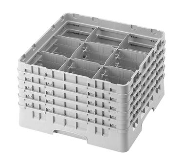Cambro 9S958184 Camrack Glass Rack, Full Size, Beige, 19-3/4 x 19-3/4, 9 Compartments, 5-7/8 Max Dia, HACCP Compliant — Case of 2 pieces
