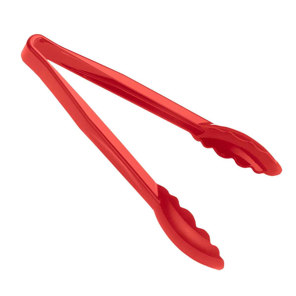 Cambro 9TGS404 Plastic Serving Tongs, 9" Red Scallop, Heat-Resist -40°F to 212°F, NSF — Case of 12 pieces