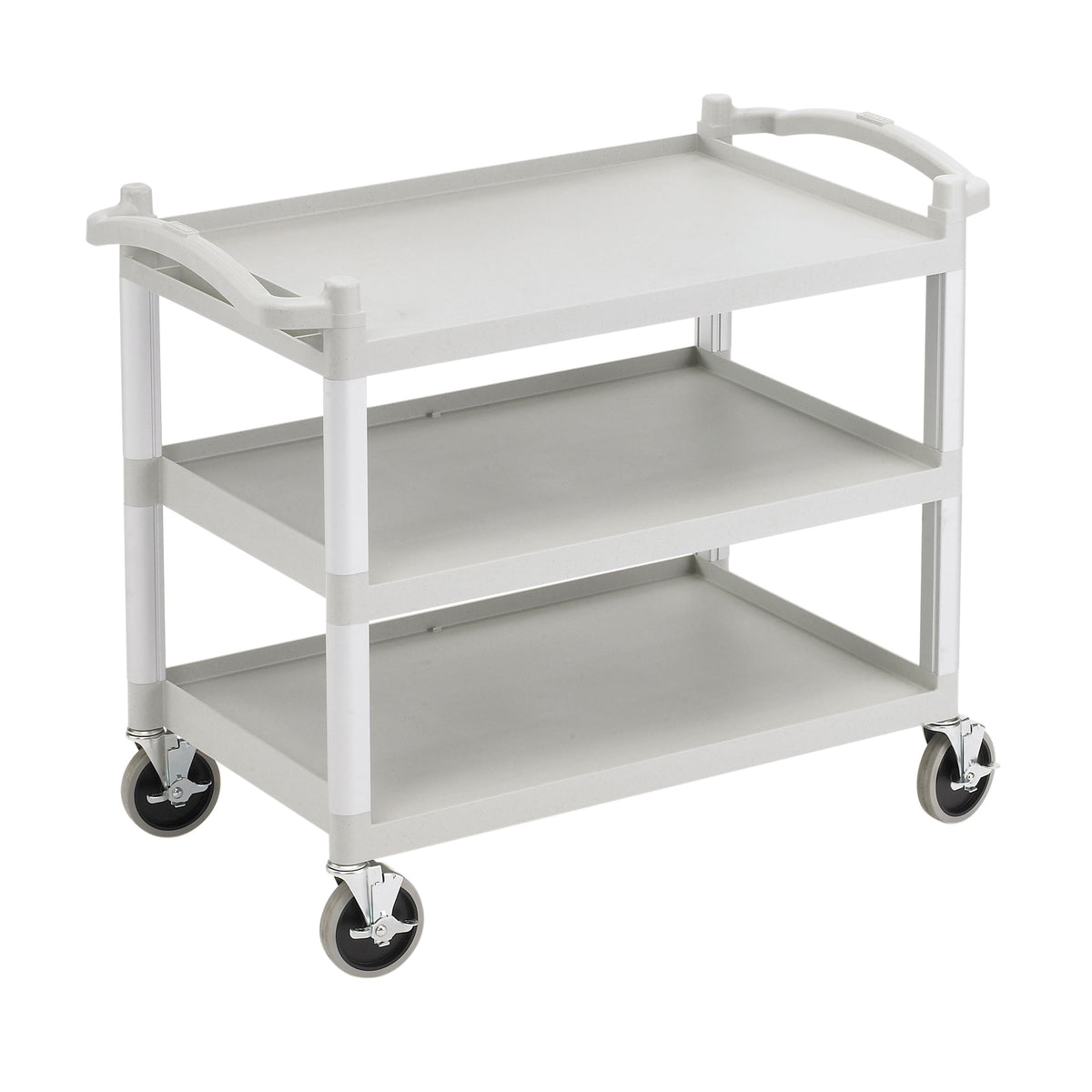 Cambro BC340KDLP480 Speckled Gray Polyethylene 3-Shelf Utility Cart w/ 400 lb Capacity