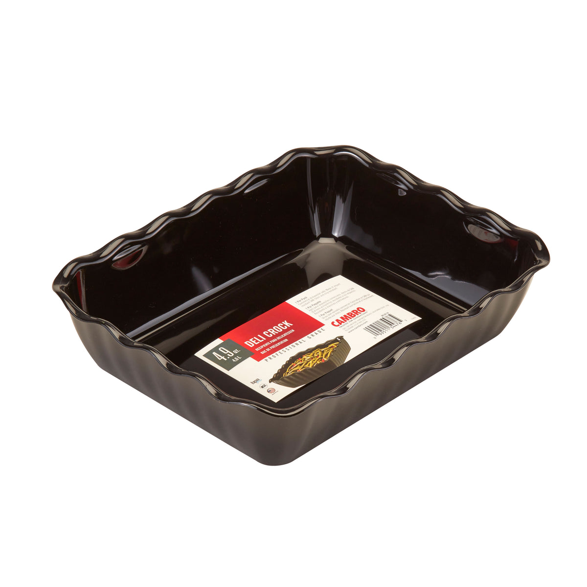 Cambro DC10110 - 4.9 Qt Deli Crock, 13-3/16" x 10-7/16" Black SAN, Impact Resistant, Made in USA — Case of 6 pieces