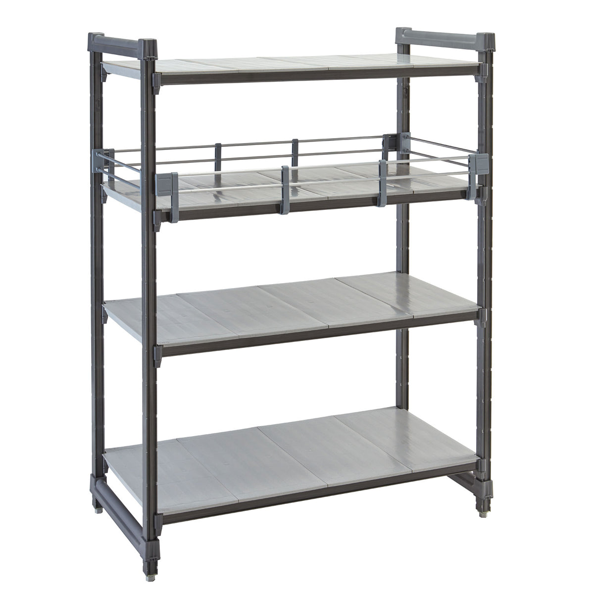 Cambro ESR54S151 Camshelving Elements Side Shelf Rail Kit, 54"L x 4-1/4"H, Polypropylene, Soft Gray