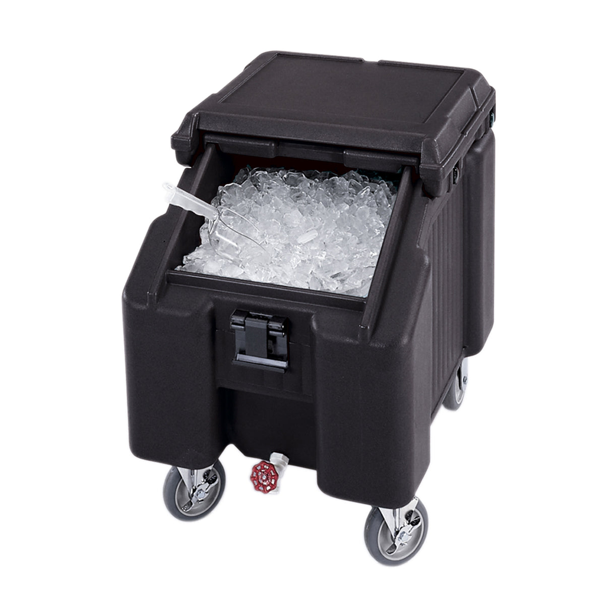 Cambro ICS100L4S110 Plastic Mobile Ice Bin / Ice Caddy, 100 lb, Black