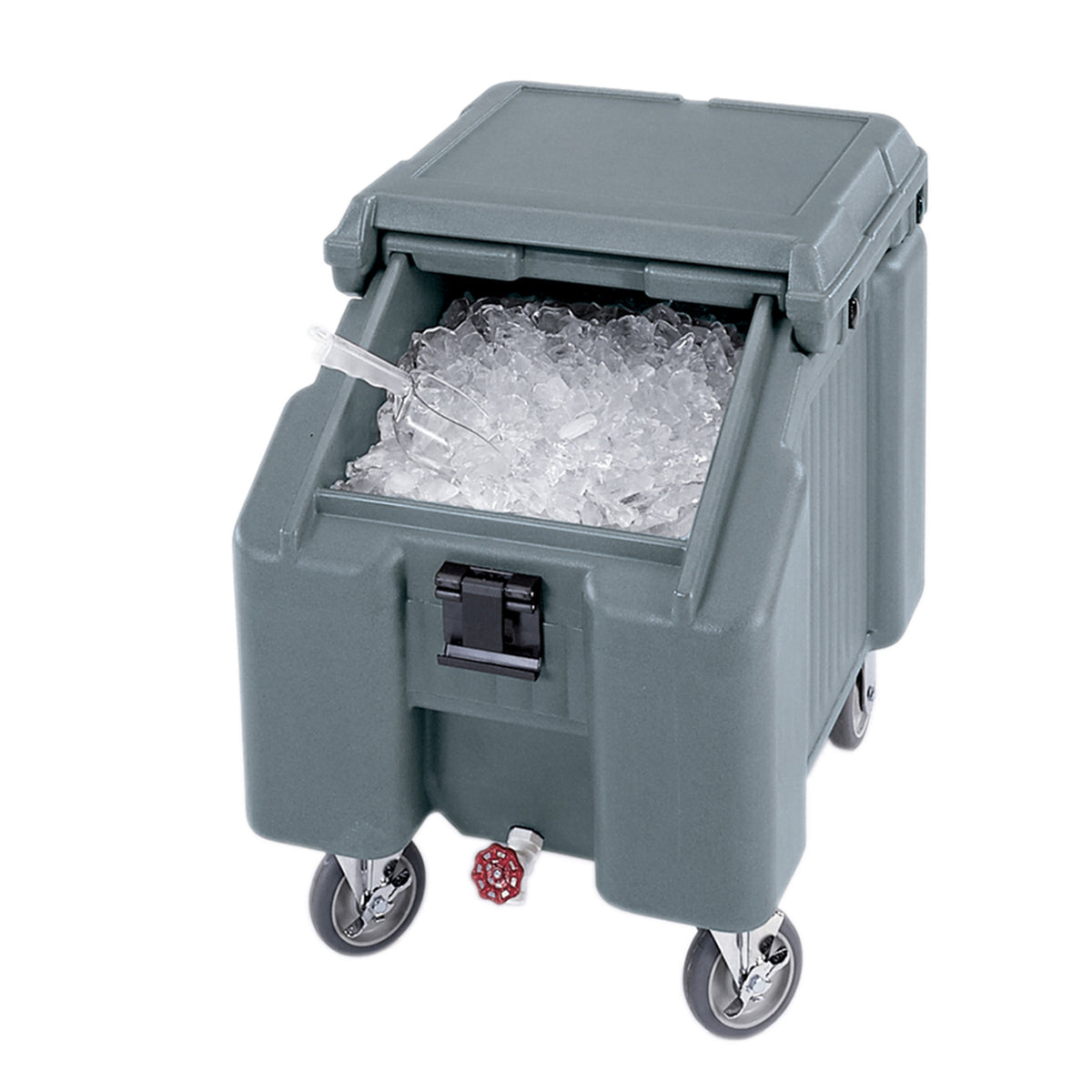 Cambro ICS100L4S191 Plastic Mobile Ice Bin / Ice Caddy, 100 lb, Granite Gray