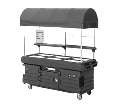 Cambro KVC856C426 CamKiosk Black / Granite Gray Vending Cart w/ 6 Pan Wells and Canopy