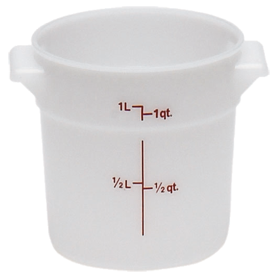 Cambro RFS1148 Round 1-Quart Container, 6-1/16" Dia x 5" H, Natural White Polyethylene, NSF — Case of 12 pieces