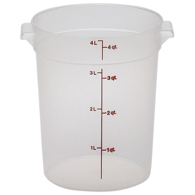 Cambro RFS4PP190 Round 4-Quart Container, 8-3/16" Dia x 8-9/16" H, Polypropylene, NSF - No Lid — Case of 12 pieces