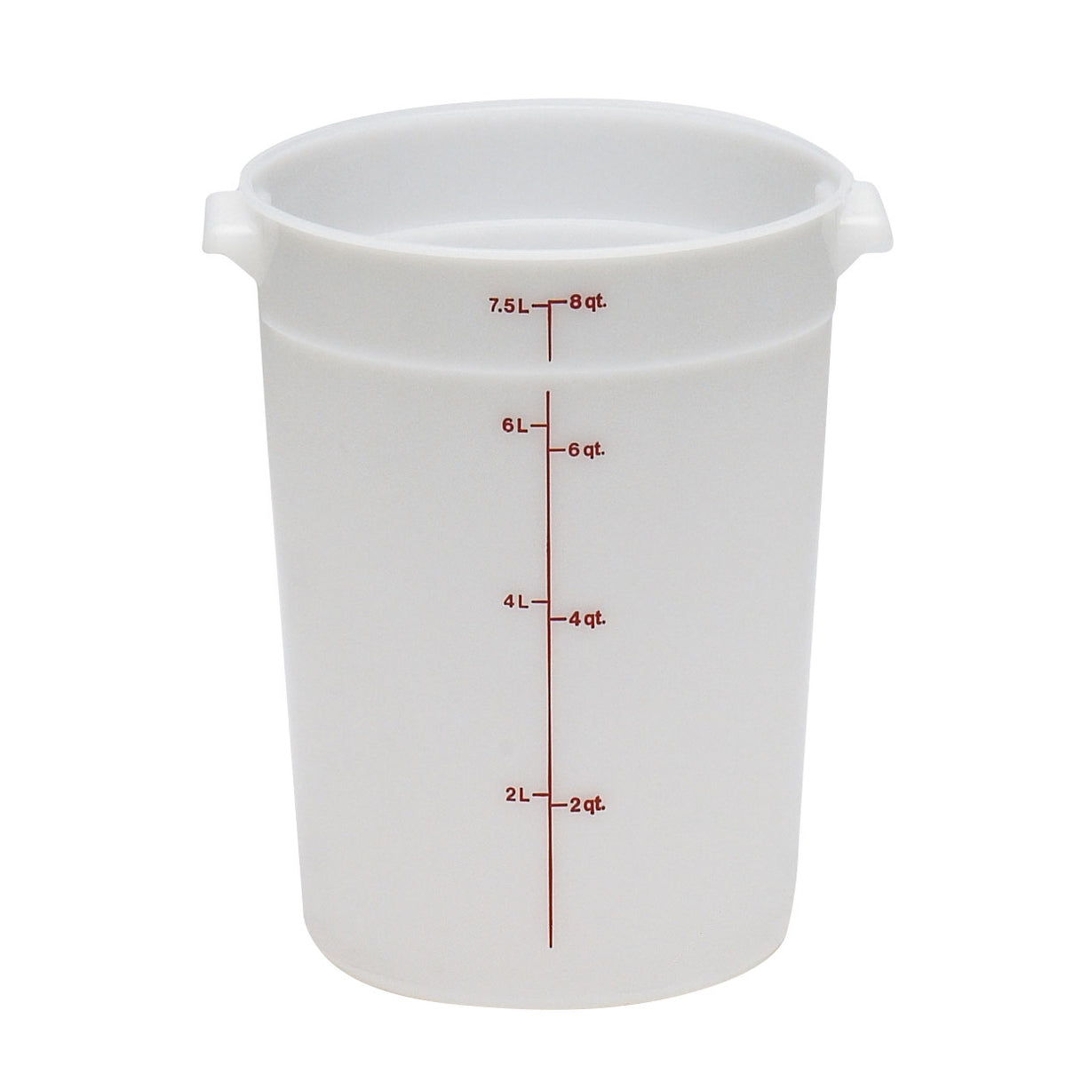 Cambro RFS8148 Round Container, 8 Qt (7-12 Qt), 9-15/16" Dia x 10-7/8" H, White Polyethylene — Case of 12 pieces