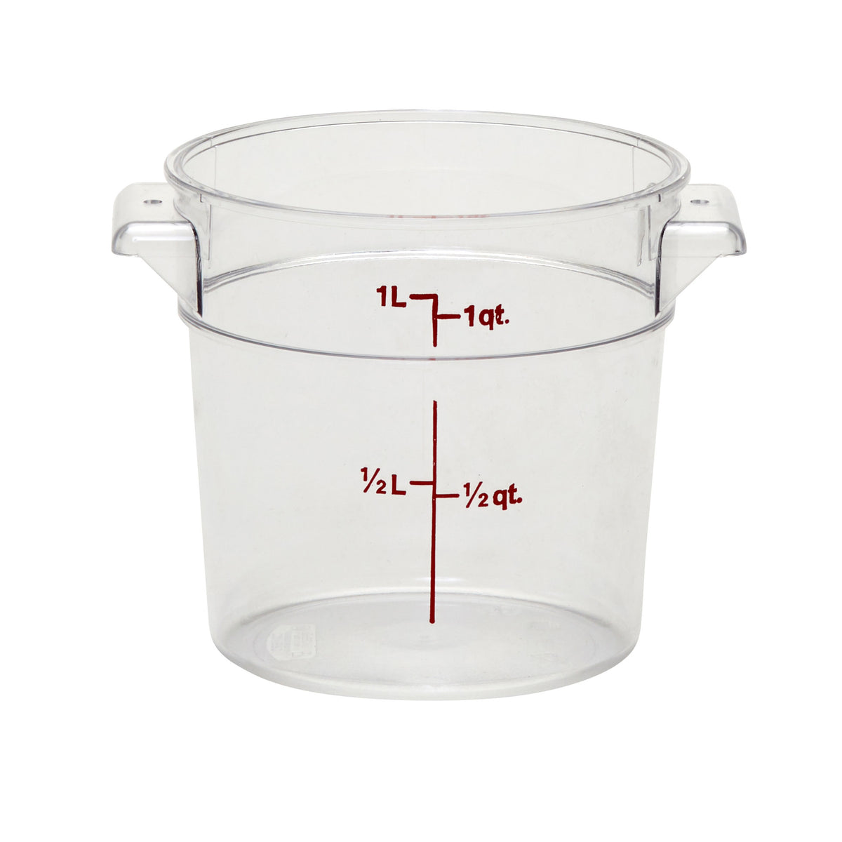Cambro RFSCW1135 Round 1-qt Clear Polycarbonate Container, 6-1/16" Dia x 5" H, -40°F to 210°F — Case of 12 pieces