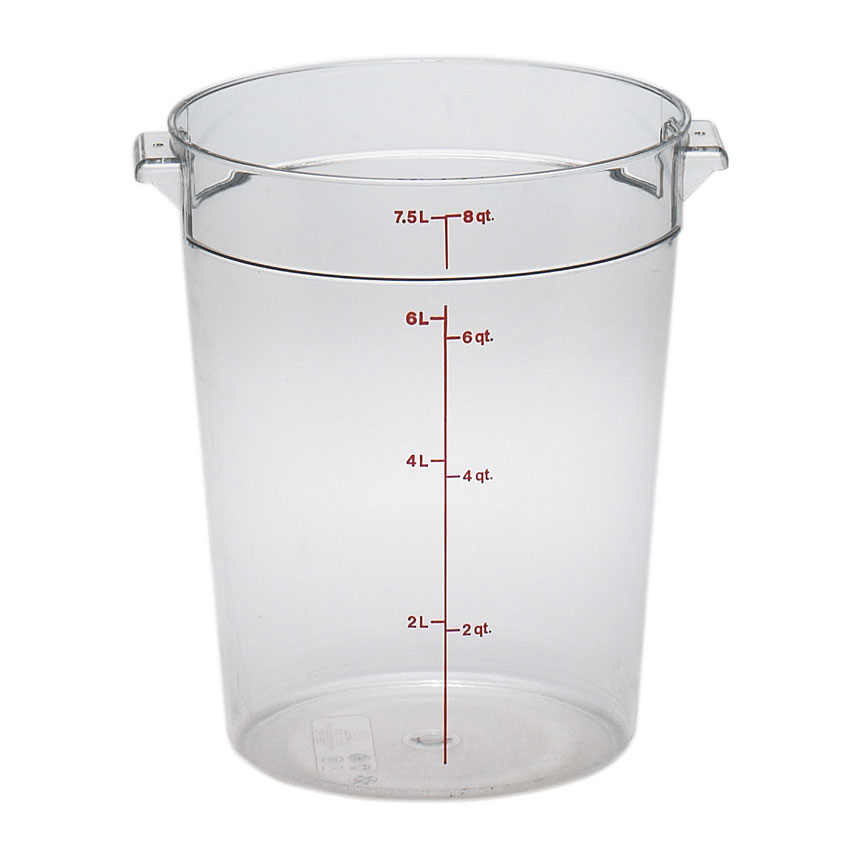 Cambro RFSCW8135 Camwear 8-Quart Clear Polycarbonate Handle 9-15/16" X 10-7/8" H -40°F-210°F NSF — Case of 12 pieces