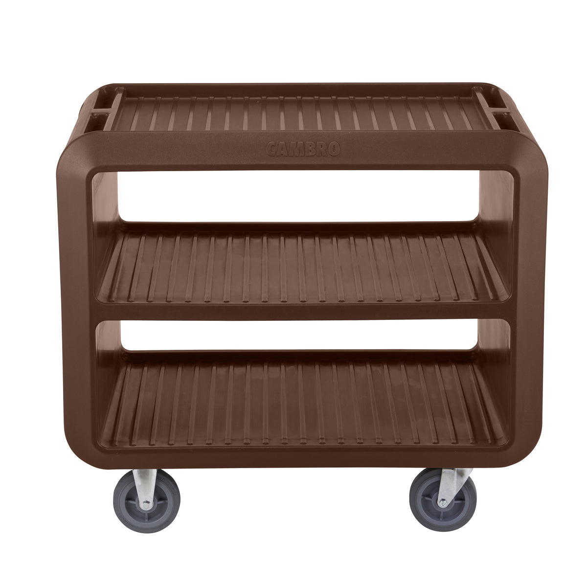 Cambro SC337131 Dark Brown Polyethylene Beverage / Service Cart Pro w/ 3 Shelves