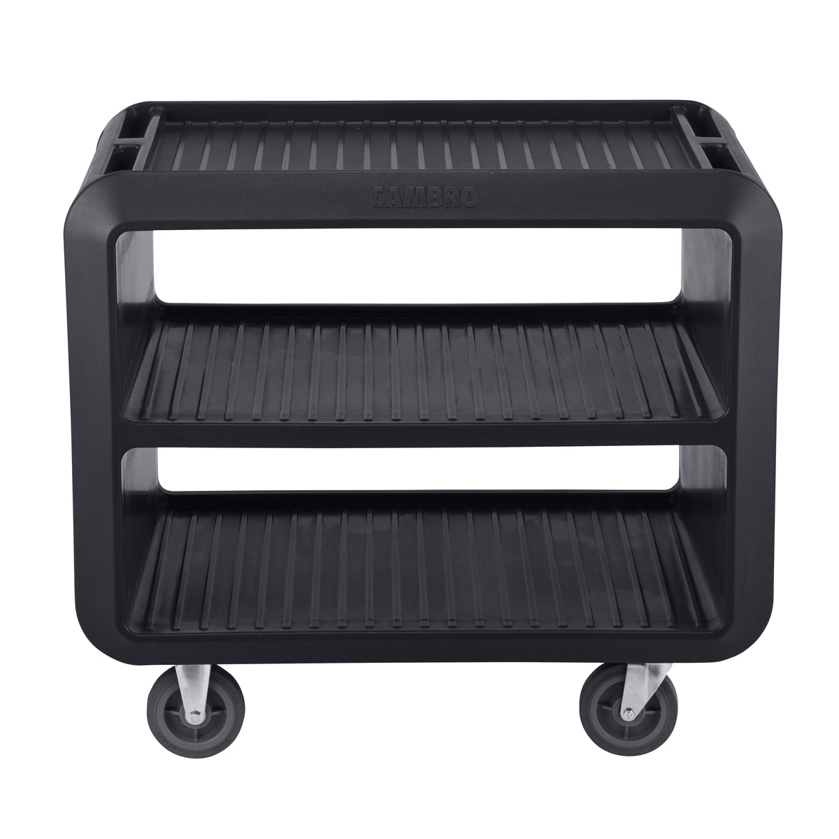 Cambro SC337S110 Black Polyethylene Beverage / Service Cart Pro w/ 3 Shelves