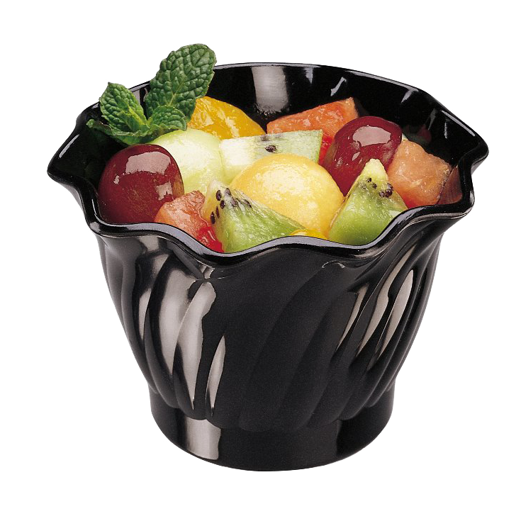 Cambro SRB5110 Swirl Bowl, 5 oz (3 in) Diameter, Break-Resist SAN Plastic, Black, USA Made - 24/Case — Case of 24 pieces