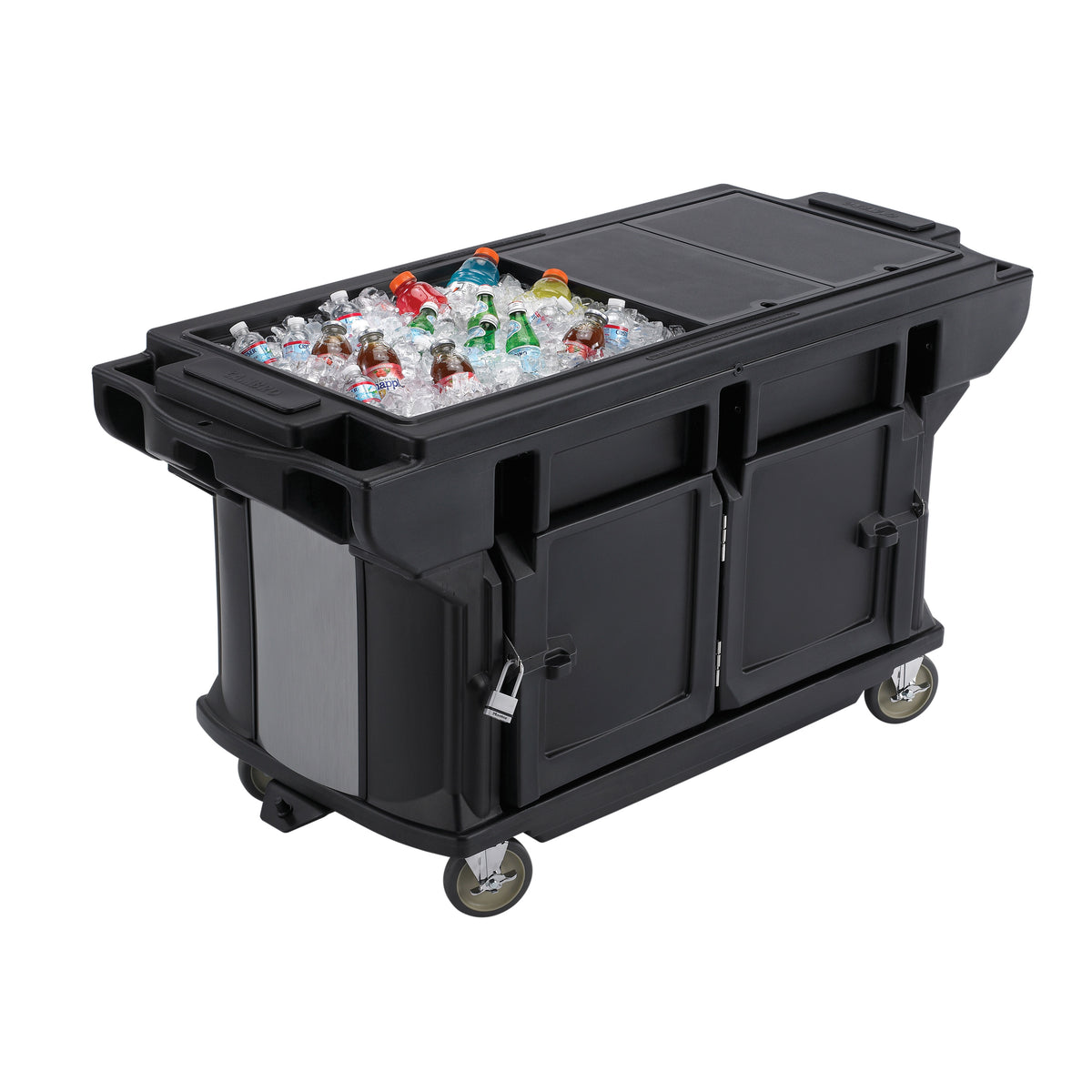 Cambro VBRUT5110 Versa Food Bar Work Table, Black, 5 ft. unit, (4) Pan