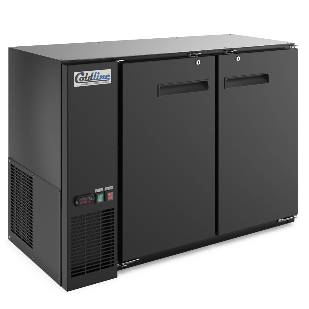 Coldline CBB-48-T 48" Underbar Height Swing Solid Door Back Bar Cooler, Black
