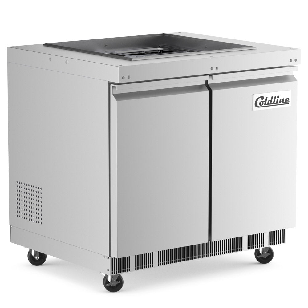 Coldline CBT-36 refrigerated salad bar buffet table, angled front view
