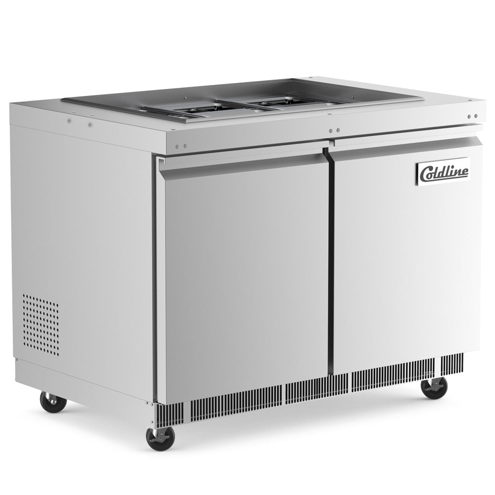 Coldline CBT-48 refrigerated salad bar buffet table, angled front view