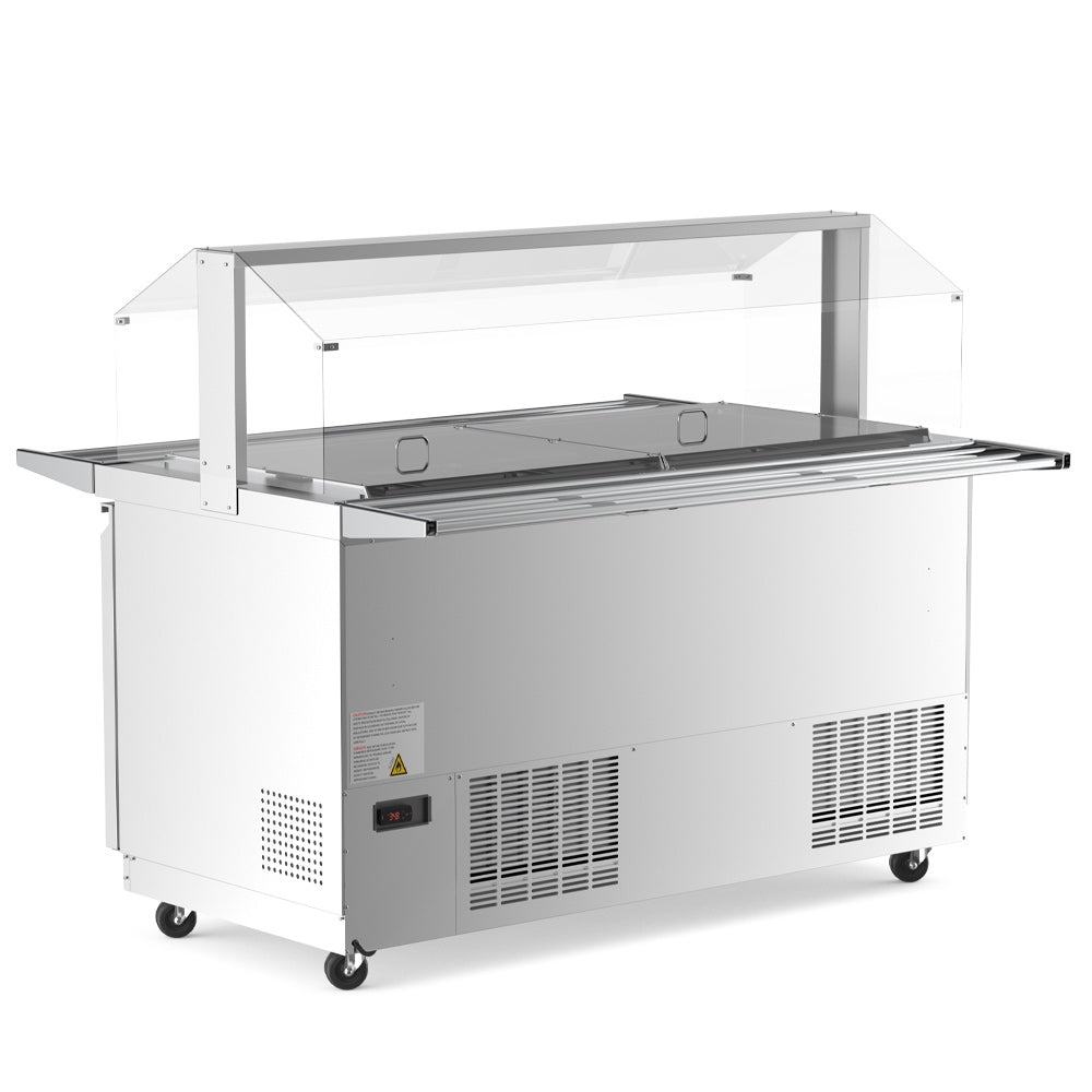 Coldline CBT-60-CSG refrigerated salad bar buffet table, rear angled view with power cord