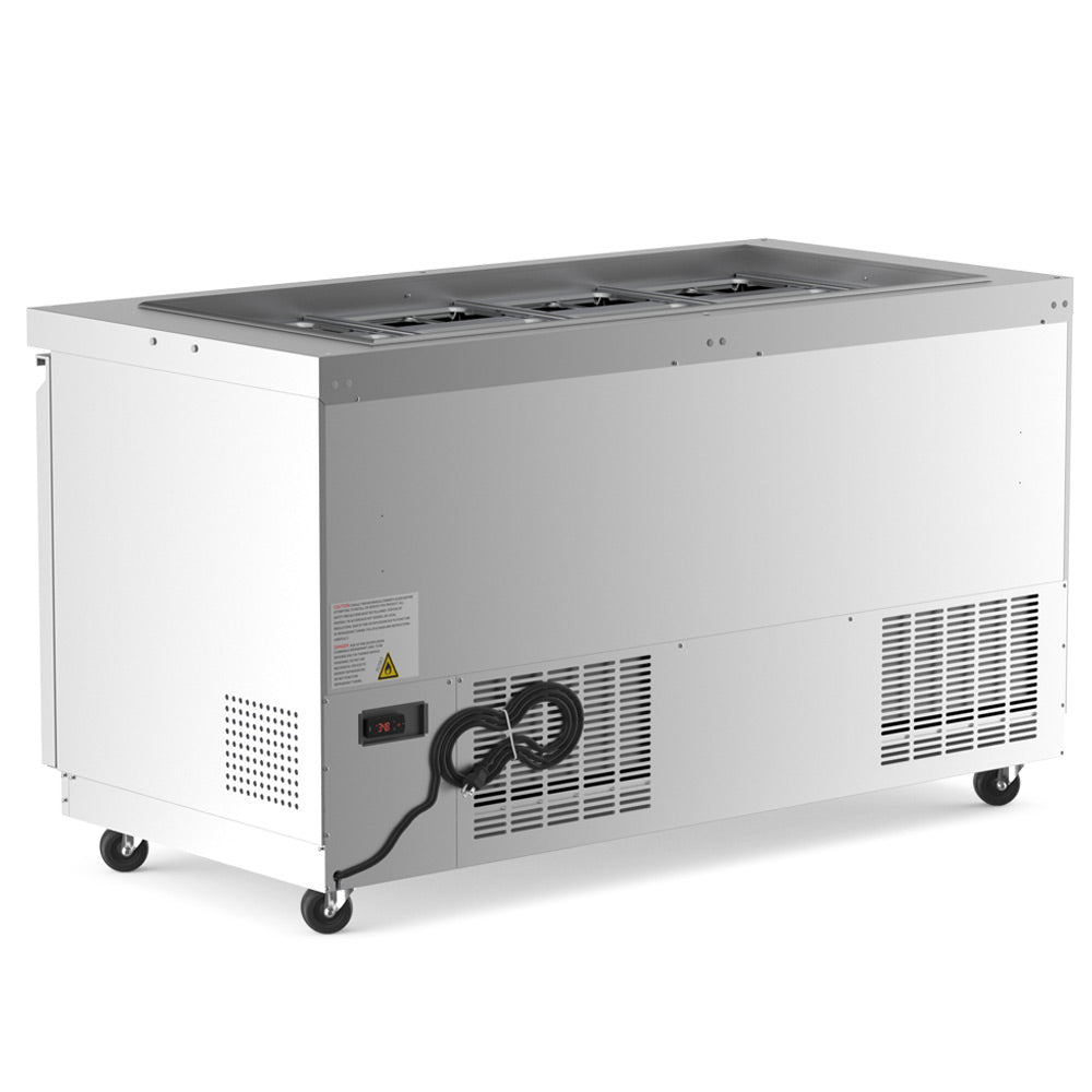 Coldline CBT-60 refrigerated salad bar buffet table, rear angled view with power cord