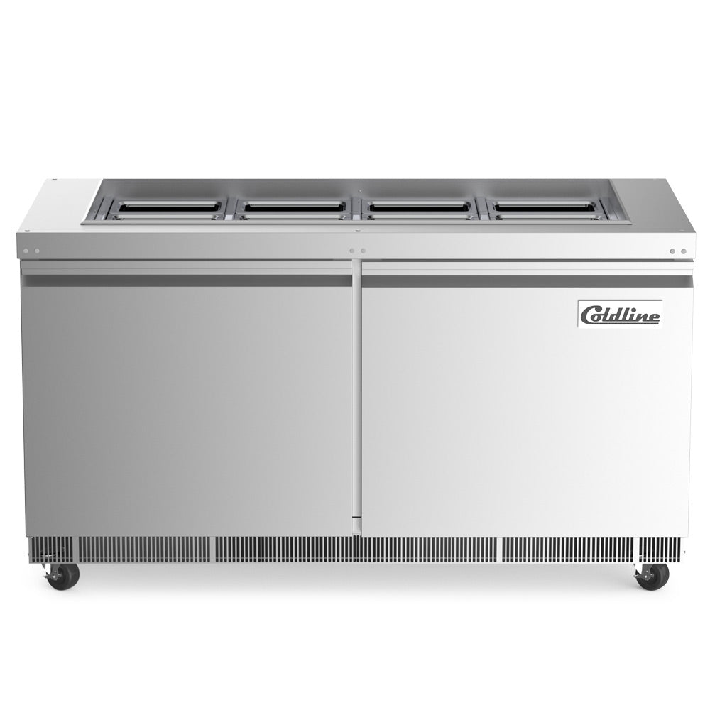 Coldline CBT-60 refrigerated salad bar buffet table, front view, doors closed