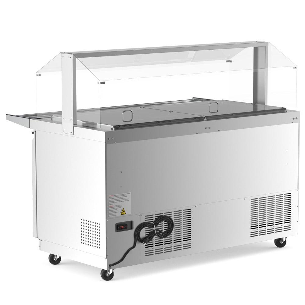Coldline CBT-60-CSG refrigerated salad bar buffet table, rear angled view with power cord
