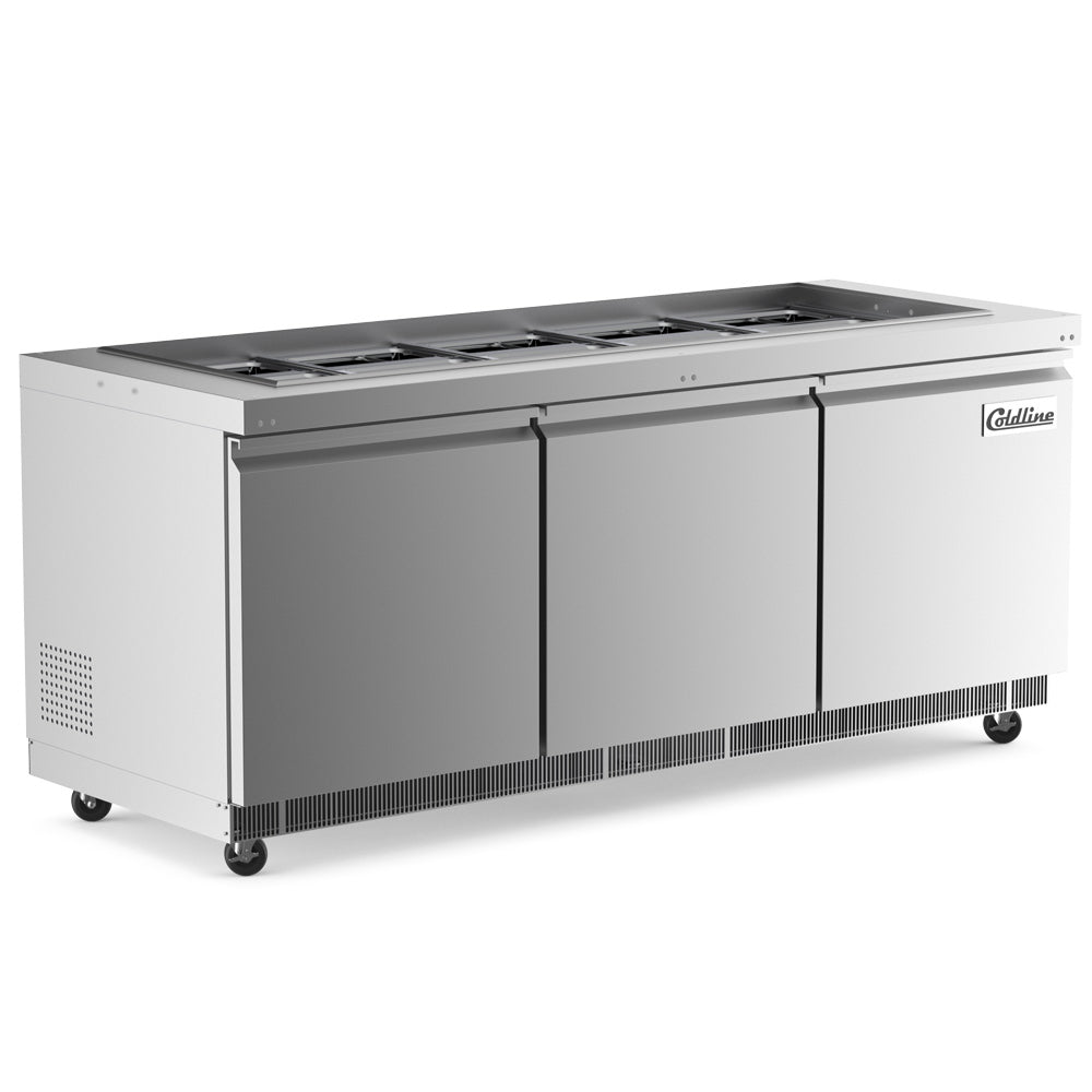 Coldline CBT-72 refrigerated salad bar buffet table, angled front view
