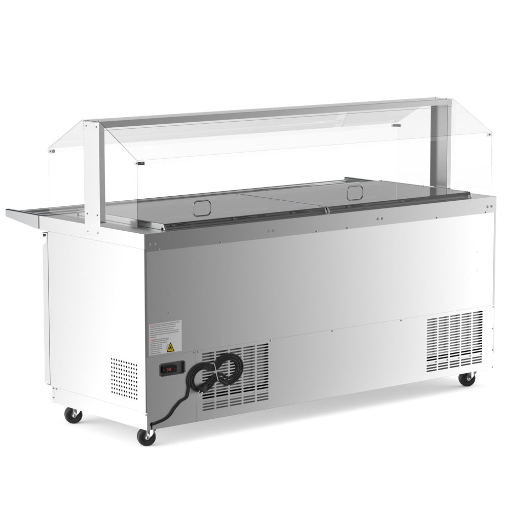 Coldline CBT-72-CSG refrigerated salad bar buffet table, rear angled view with power cord