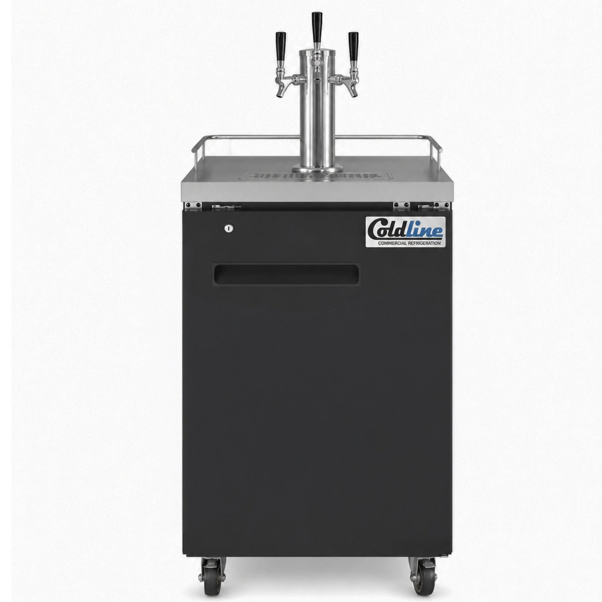 Coldline CDD-1-3T 24" Black 3 Tap Refrigerated Direct Draw Beer Dispenser