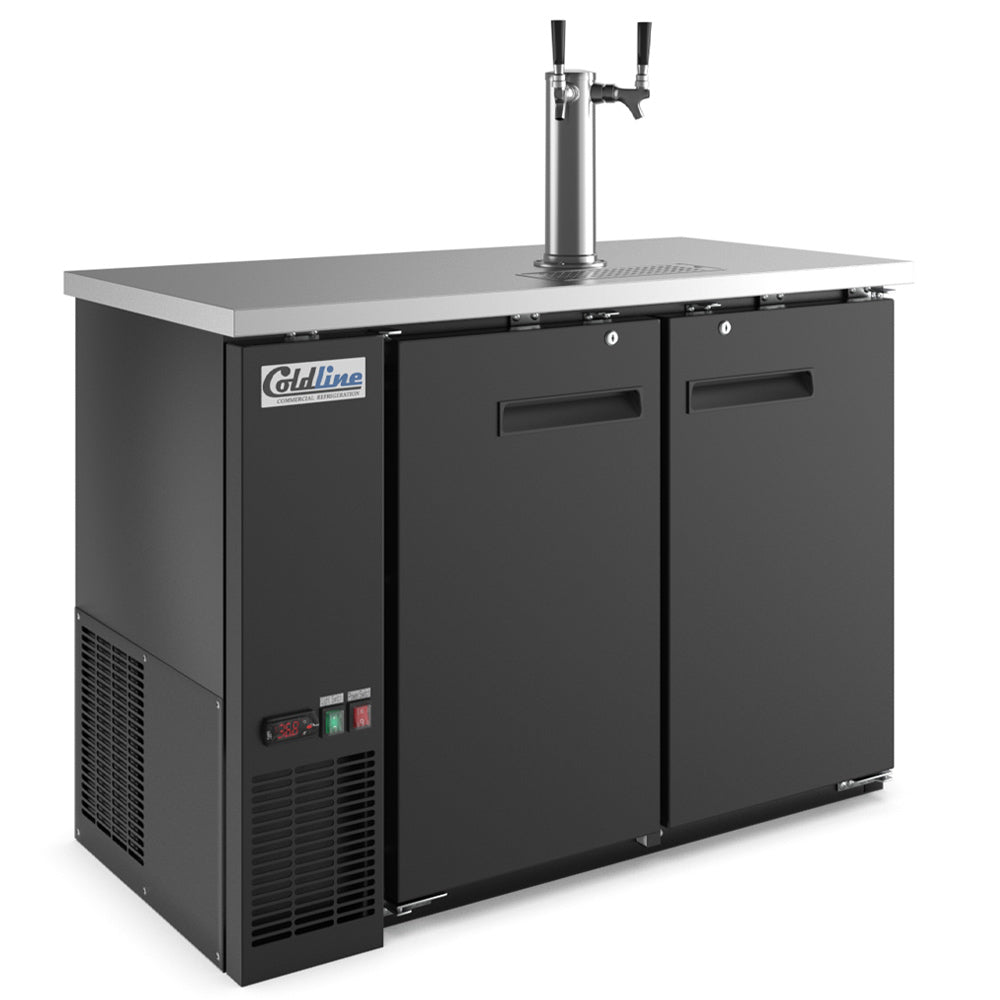 Coldline CDD-48 black direct draw beer dispenser, angled front view