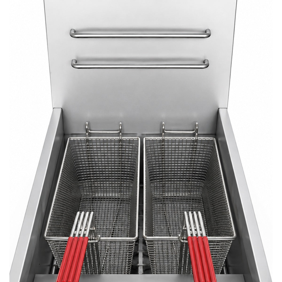 Cookline CF-40E-240-3 electric floor fryer, fry pot with the two twin baskets