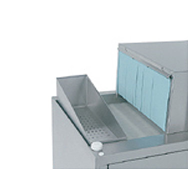 Champion CG47 drain tray and waste collector on a pass-through glasswasher, close-up